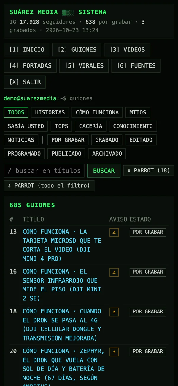 Banco de guiones por categoría