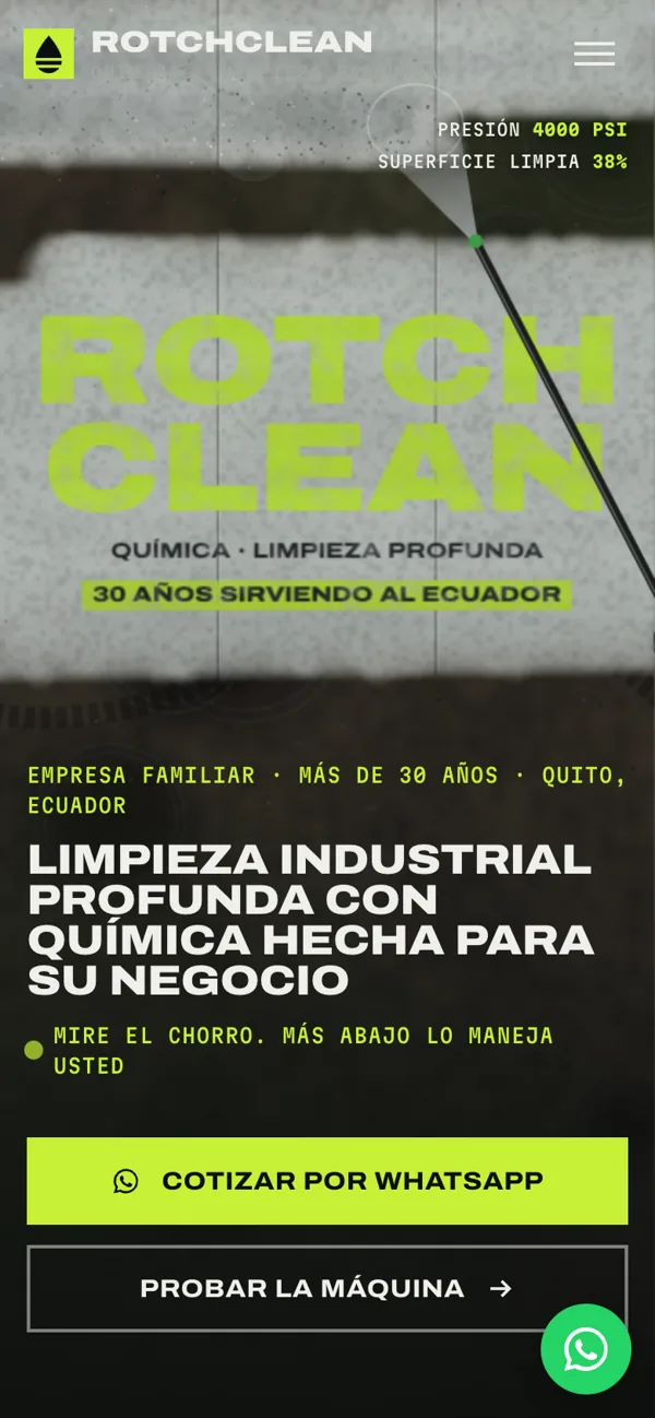Portada del sitio Rotchclean en celular
